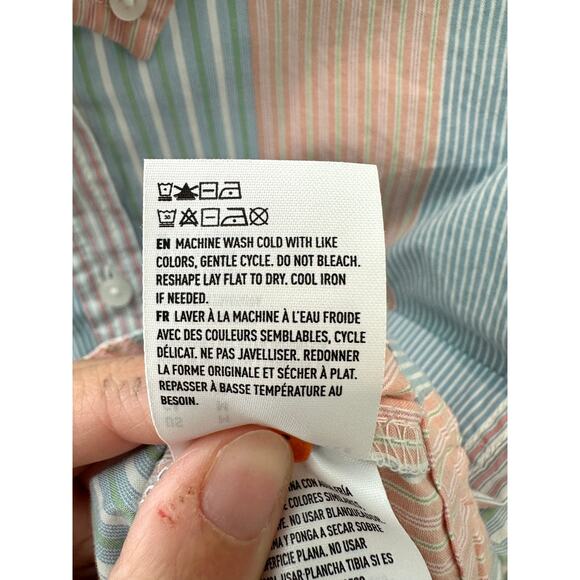 AMERICAN EAGLE Striped Cotton Button-Down Shirt Pastel Colors NWT | Medium - Picture 8 of 9